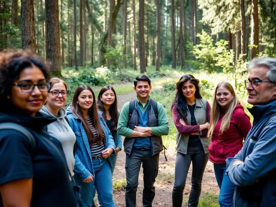 group of students in forest